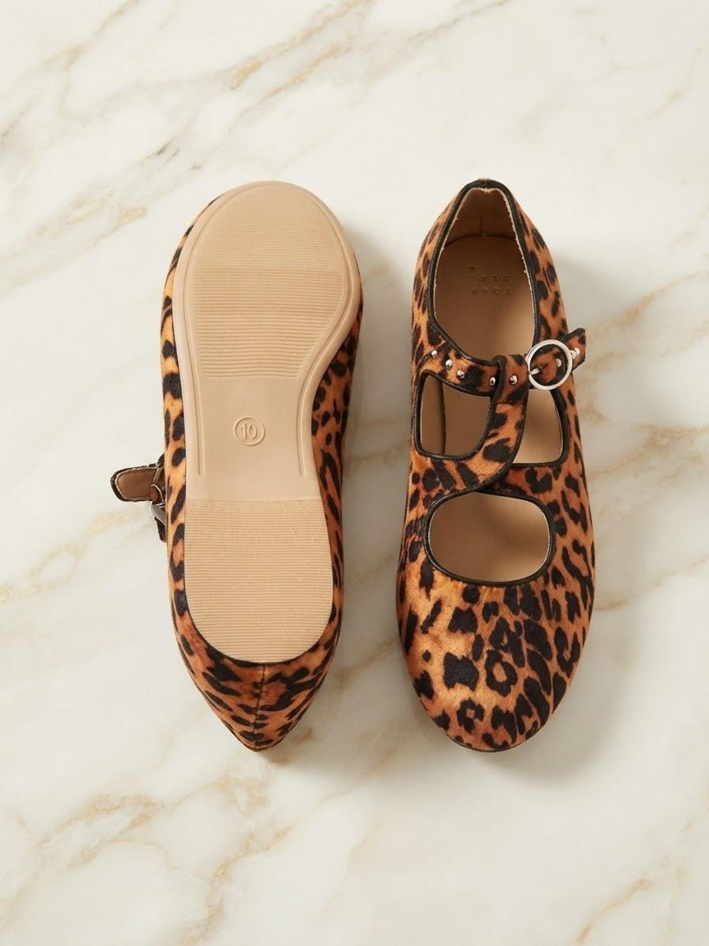 Leopard Print Mary Jane Flats - Women